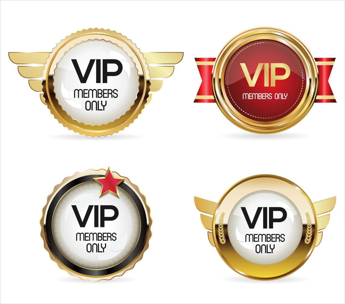 Illustration design invitations to the VIP party golden badges vector