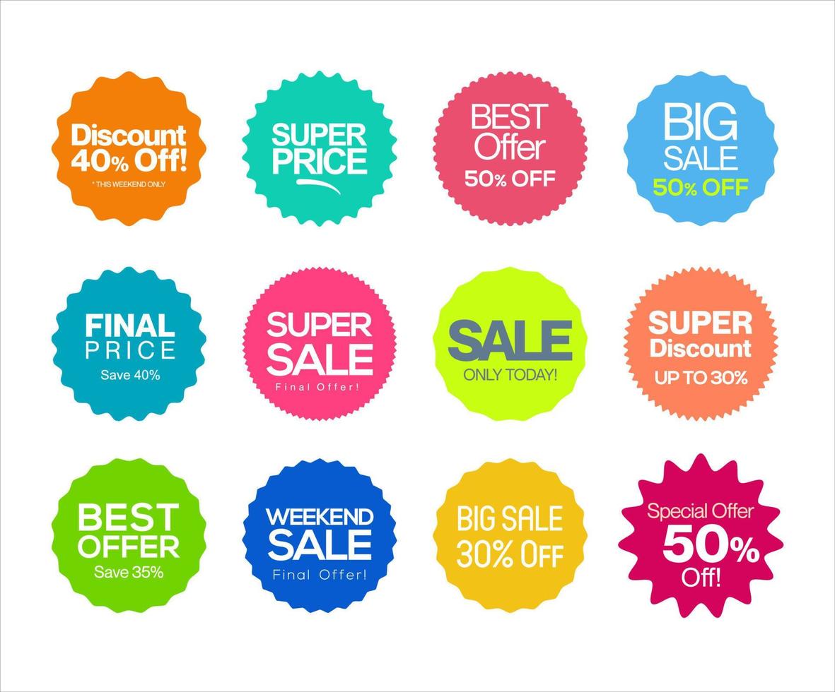 Sale stickers and tags colorful collection vector illustration 15304910