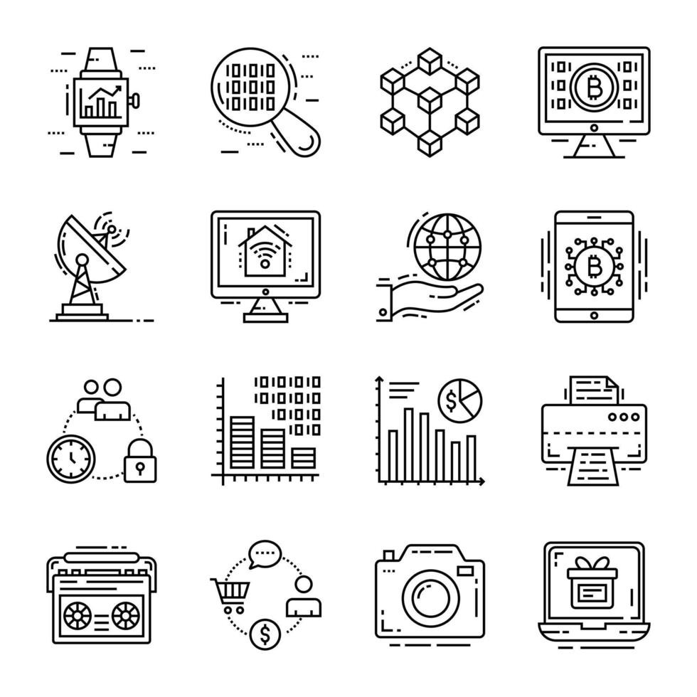 Solid Icons of Financial Network vector