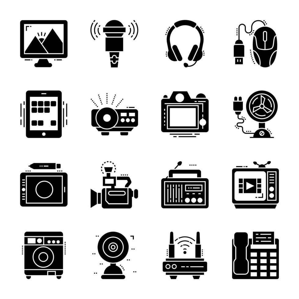 Pack of Devices Glyph Icons vector