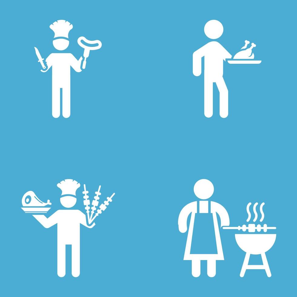 diseños de iconos de expertos en cocina de moda vector