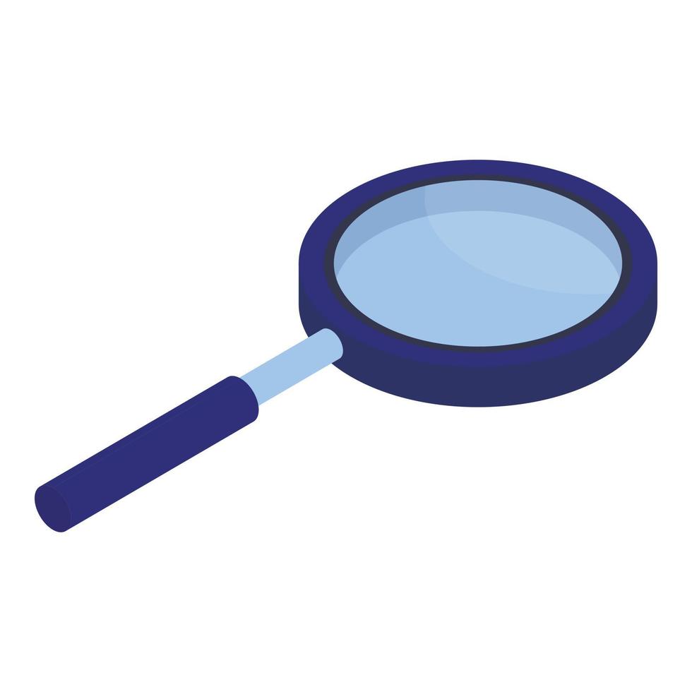 Blue magnify glass icon, isometric style vector