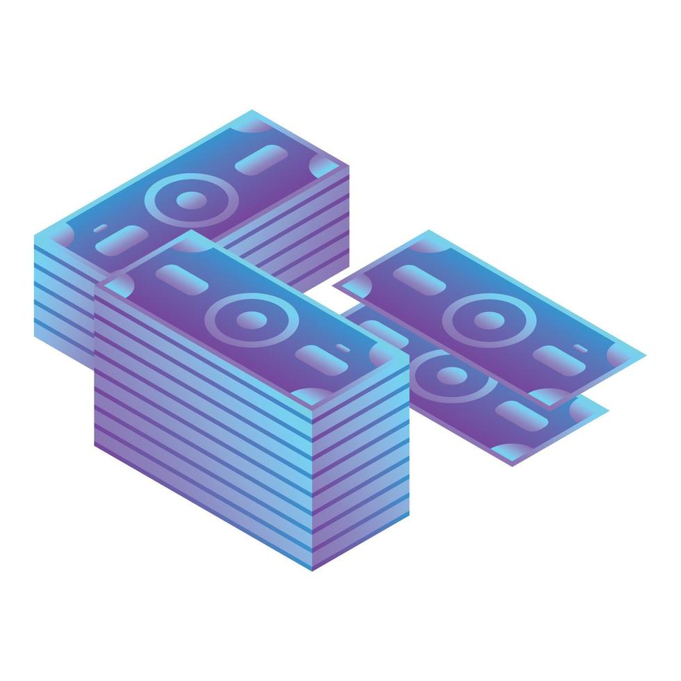 Money stack icon, isometric style vector