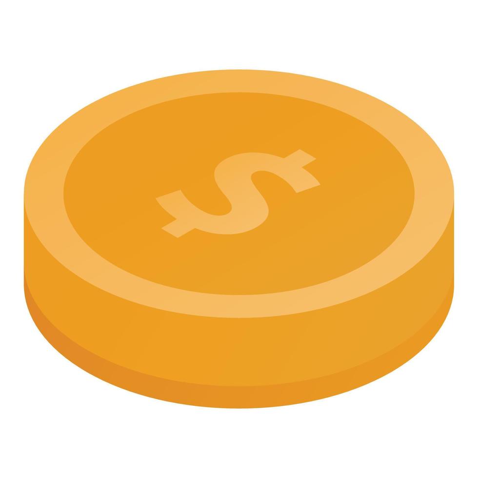 Dollar coin icon, isometric style vector