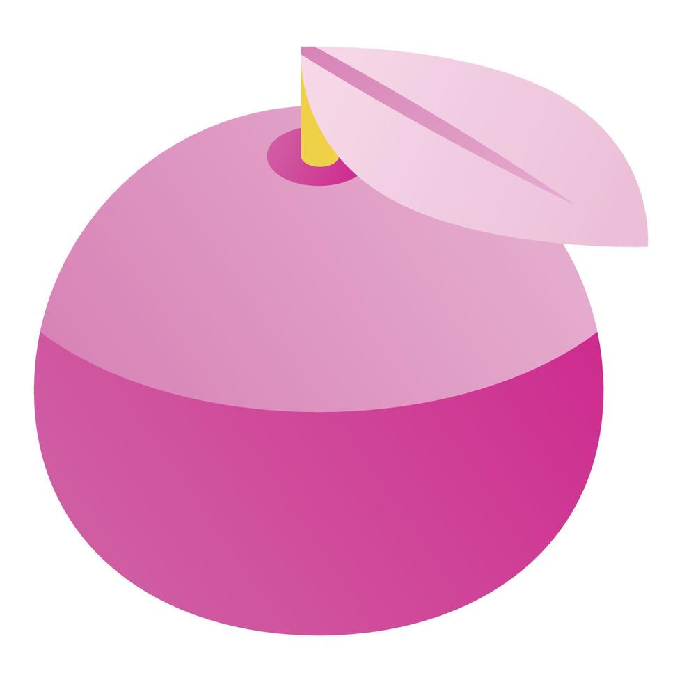 Pink apple icon, isometric style vector