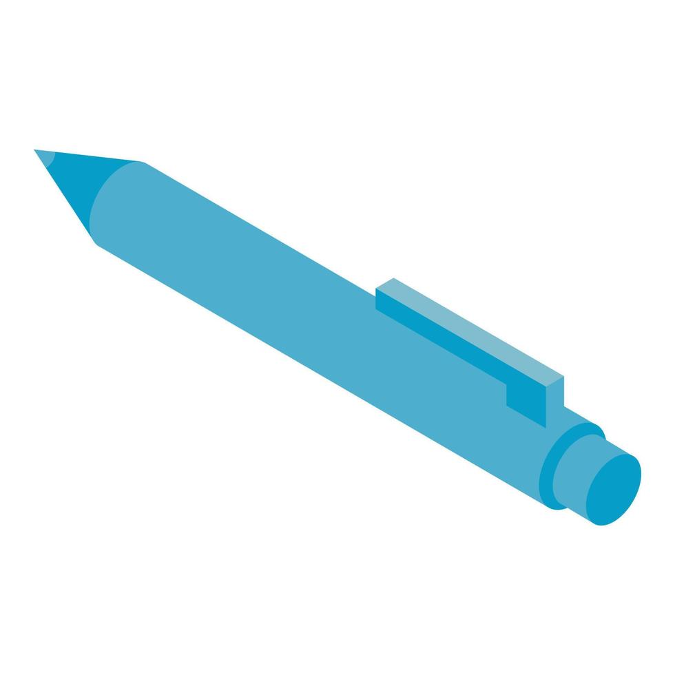 Blue pen icon, isometric style vector