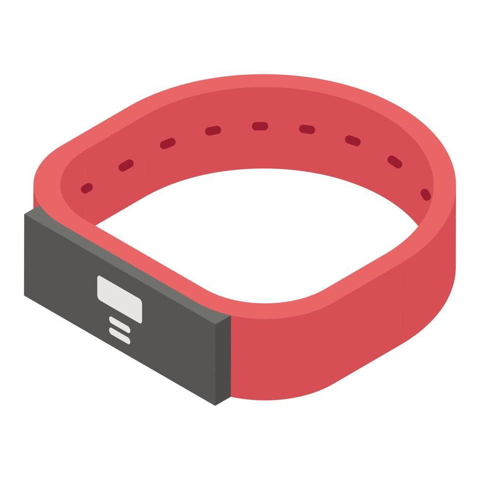 Red smart bracelet icon, isometric style vector