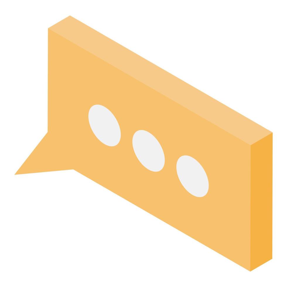 Yellow modern chat icon, isometric style vector