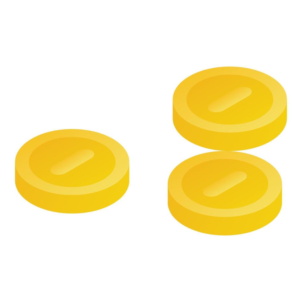 Gold coins icon, isometric style vector
