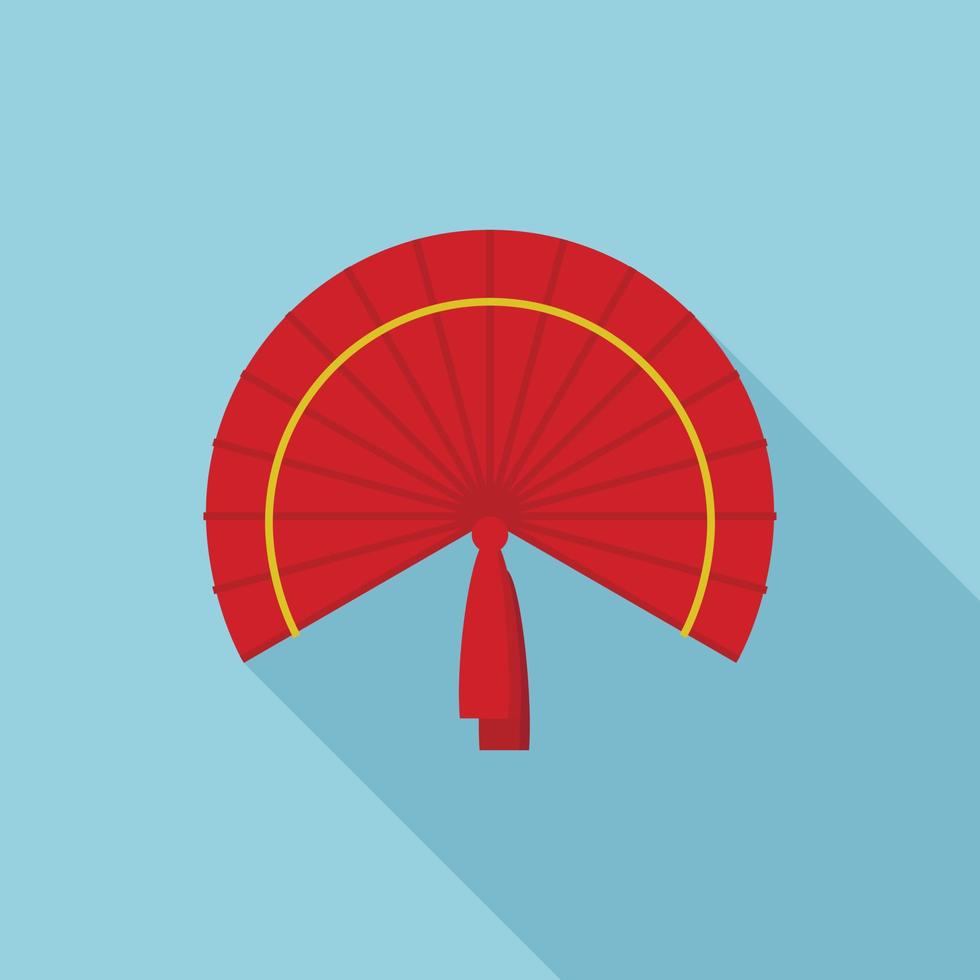 Red hand fan icon, flat style vector