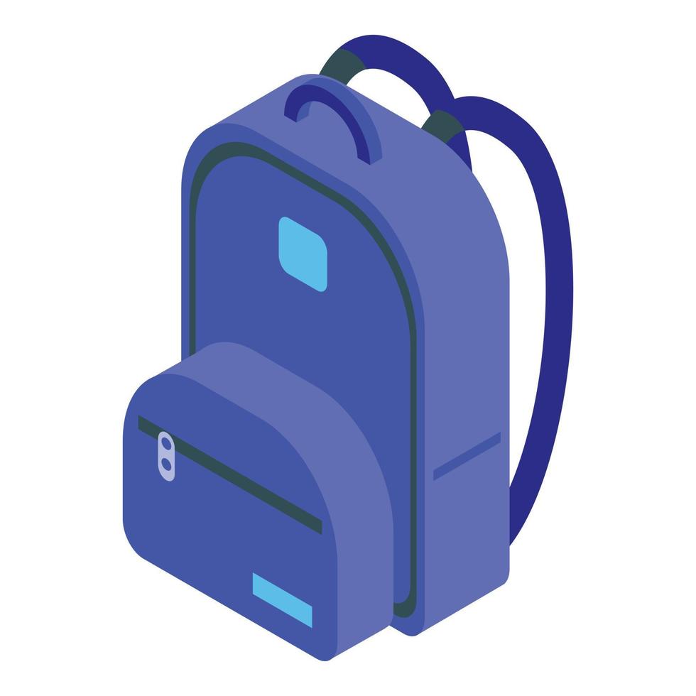 Blue school backpack icon, isometric style vector