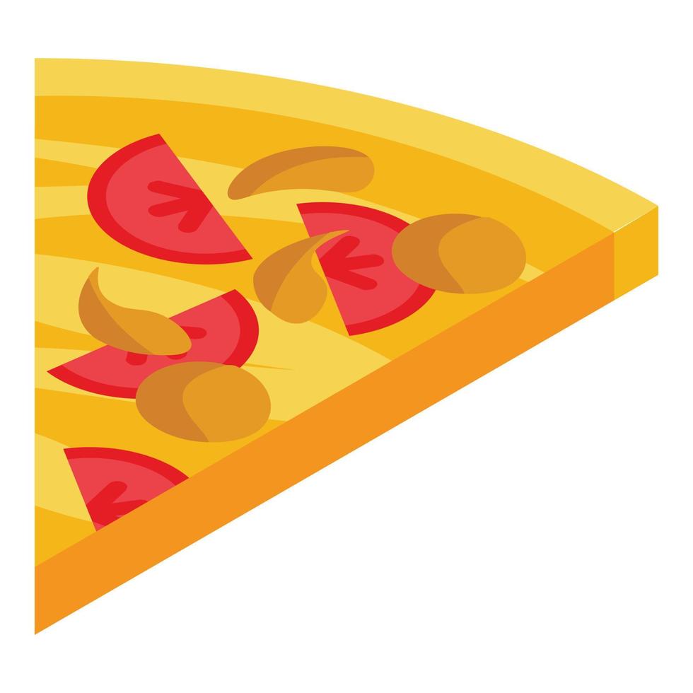 Pizza tomato slice icon, isometric style vector