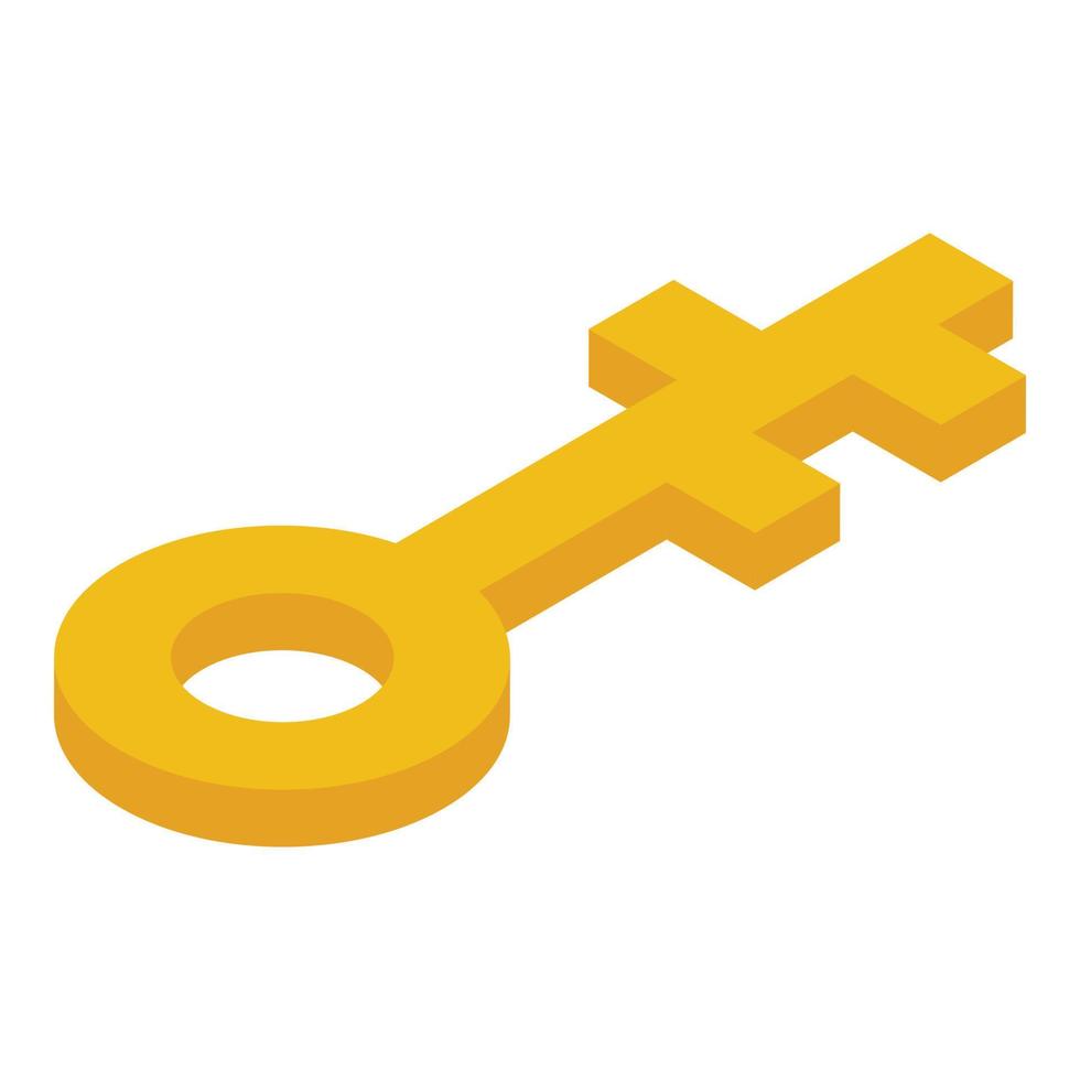 Gold key icon, isometric style vector