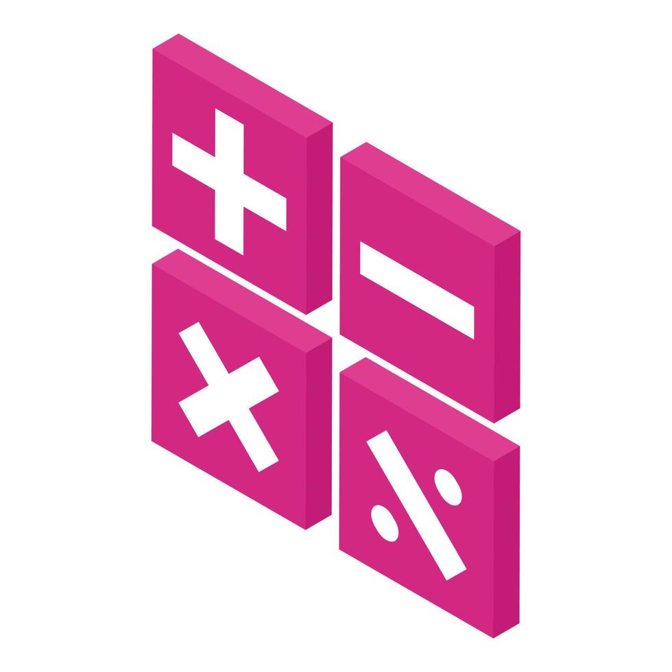Calculator operation icon, isometric style vector