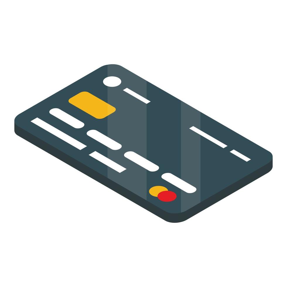 icono de tarjeta de crédito negra, estilo isométrico vector
