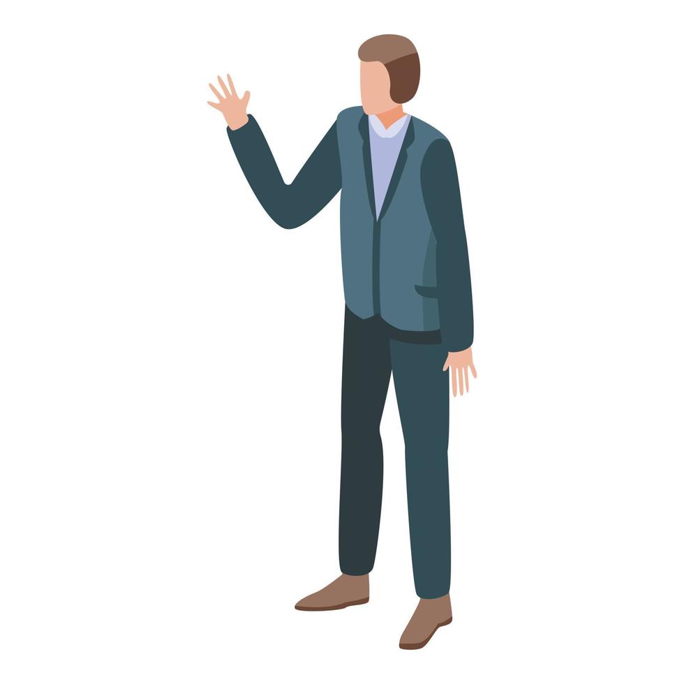 Say hi office manager icon, isometric style vector