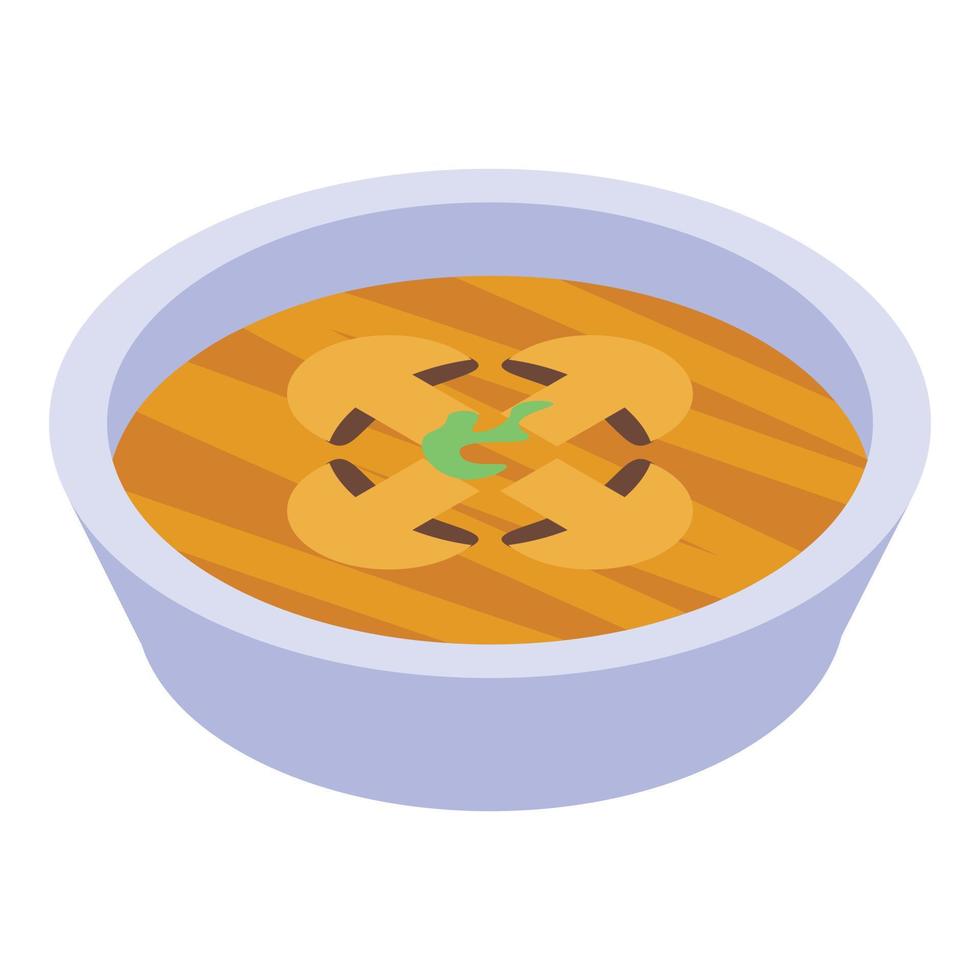 icono de sopa de champiñones, estilo isométrico vector