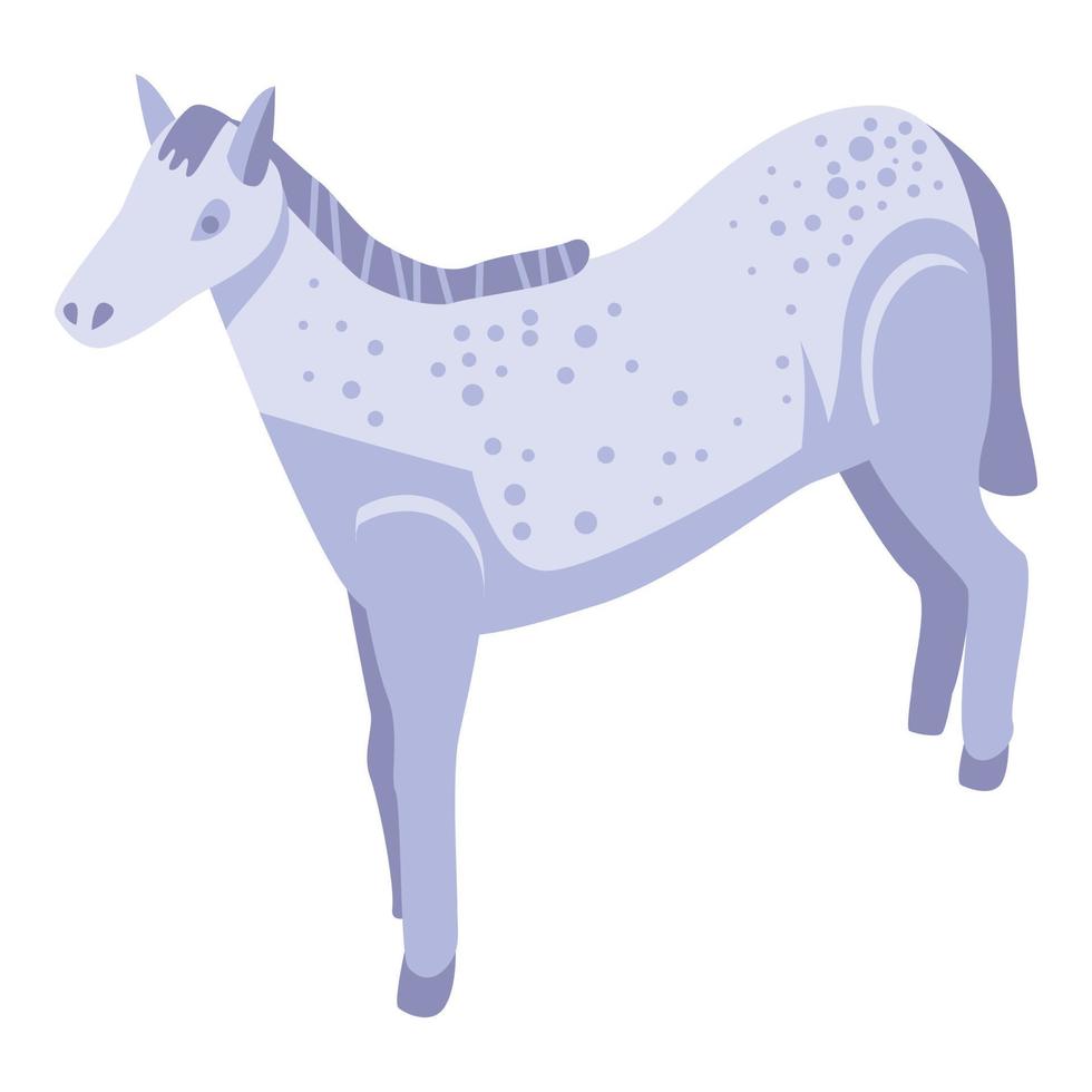 icono de caballo punteado blanco, estilo isométrico vector
