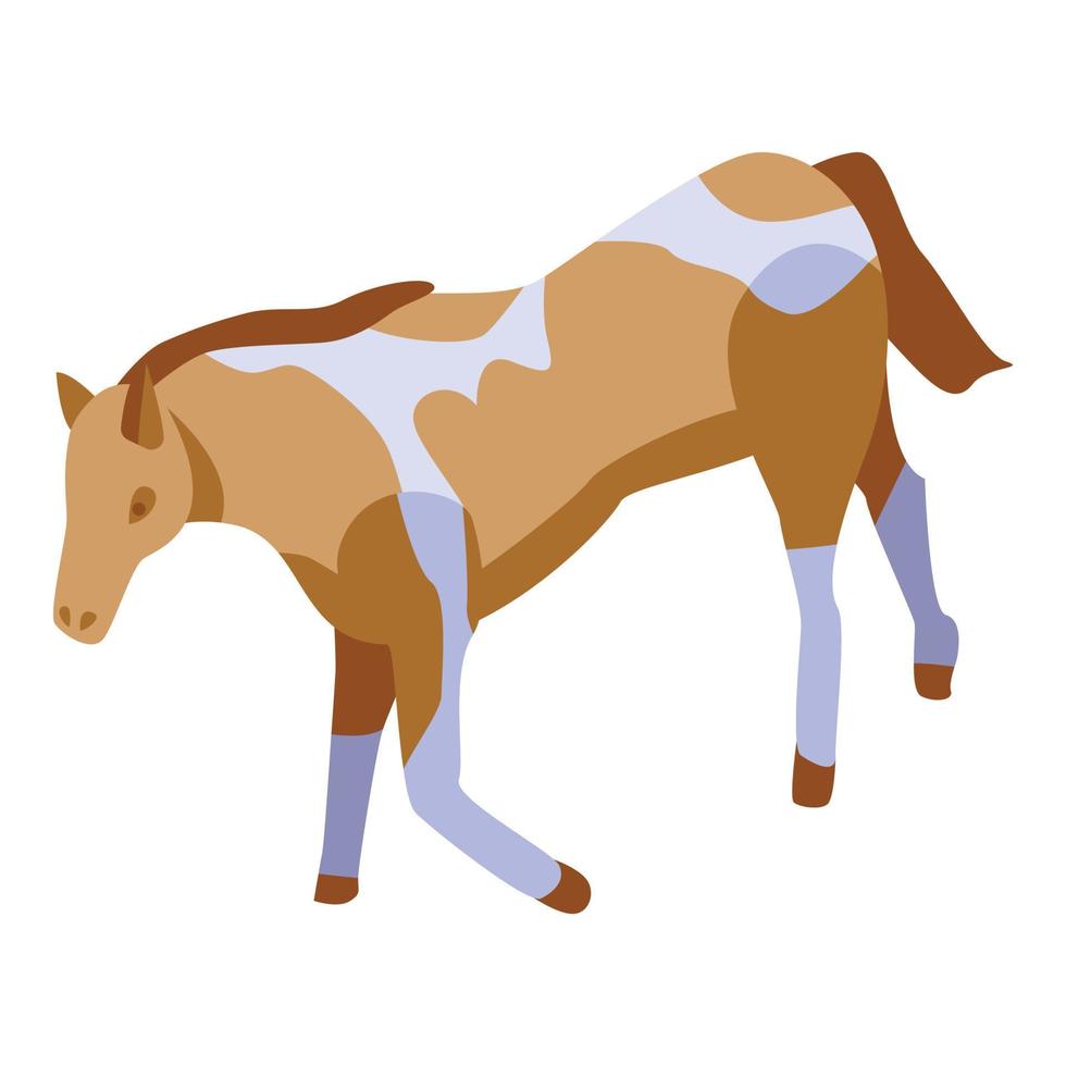 icono de caballo de granja, estilo isométrico vector