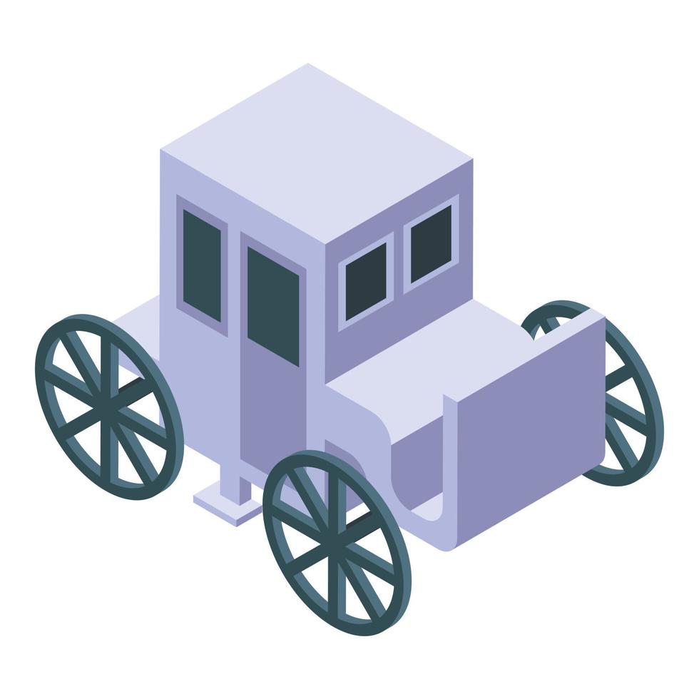 White wedding carriage icon, isometric style vector