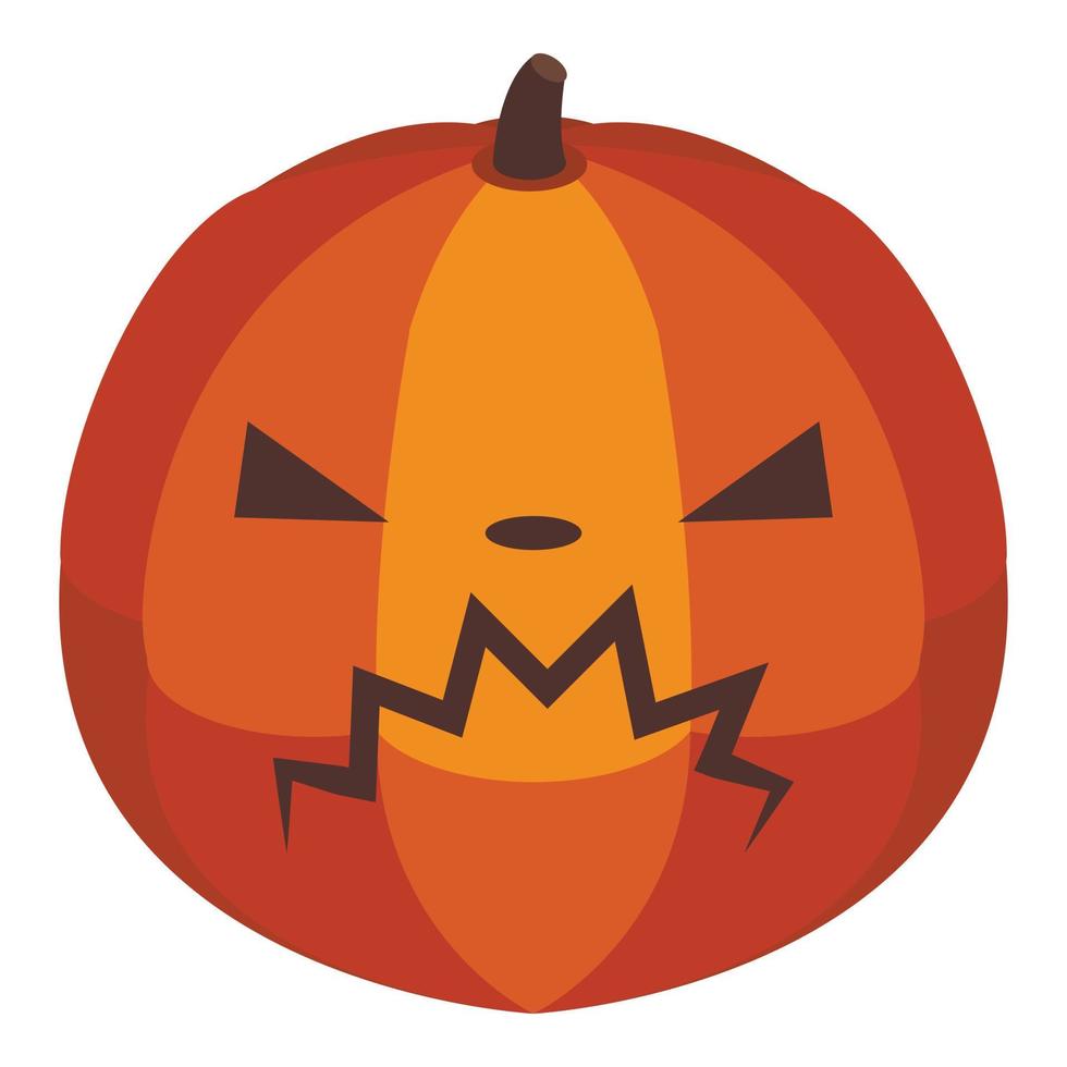 Sad furry pumpkin icon, isometric style vector