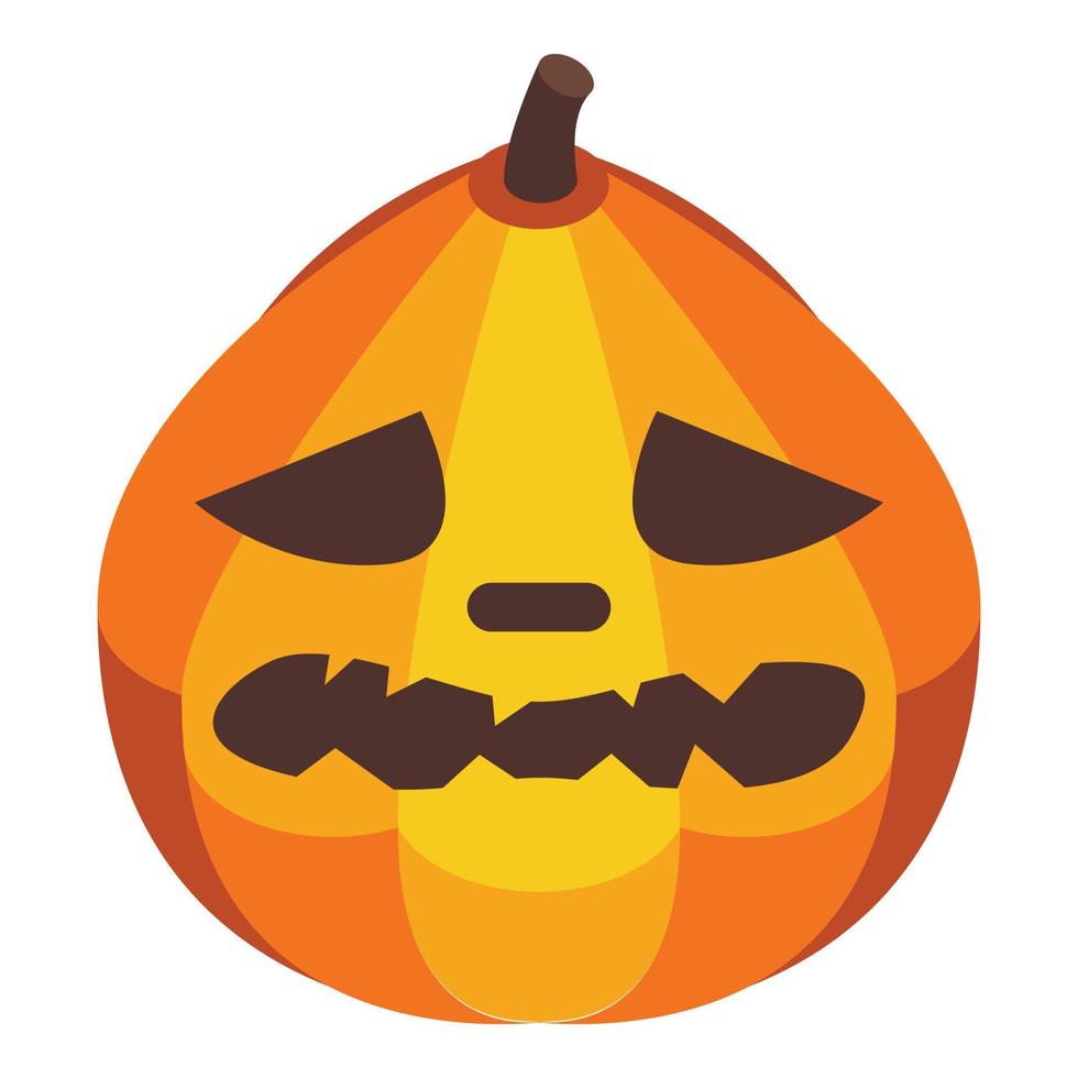 Evil pumpkin icon, isometric style vector