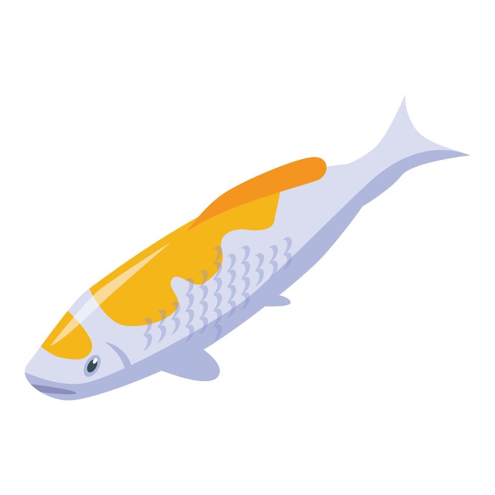 White yellow koi carp icon, isometric style vector