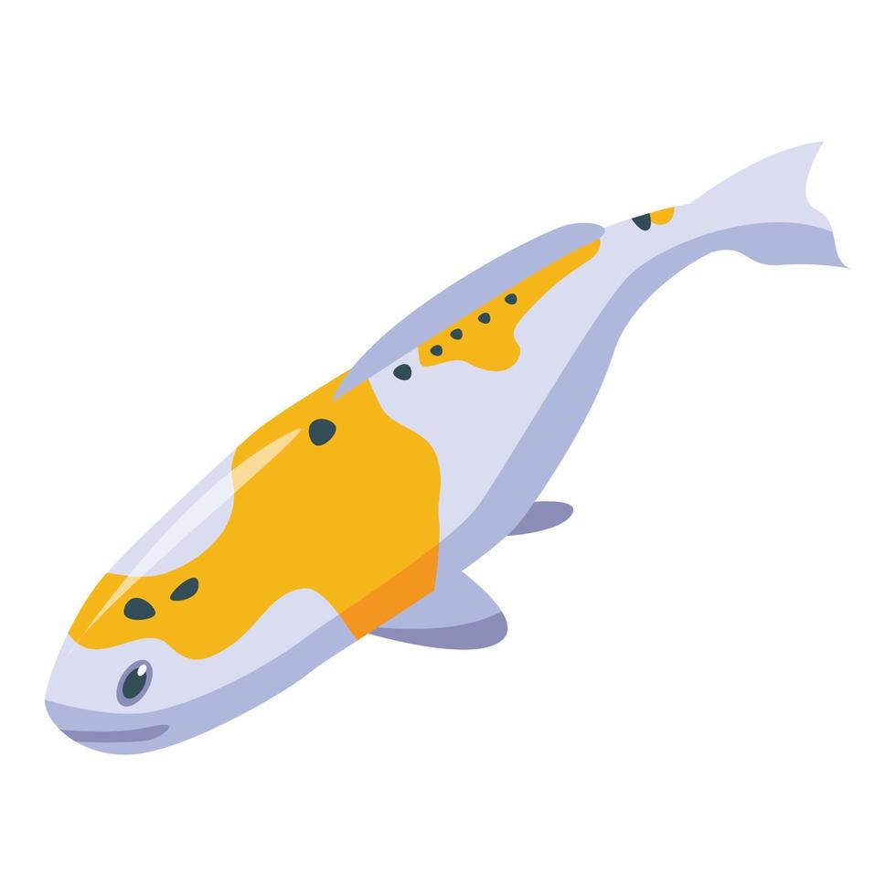 icono de carpa koi zen, estilo isométrico vector