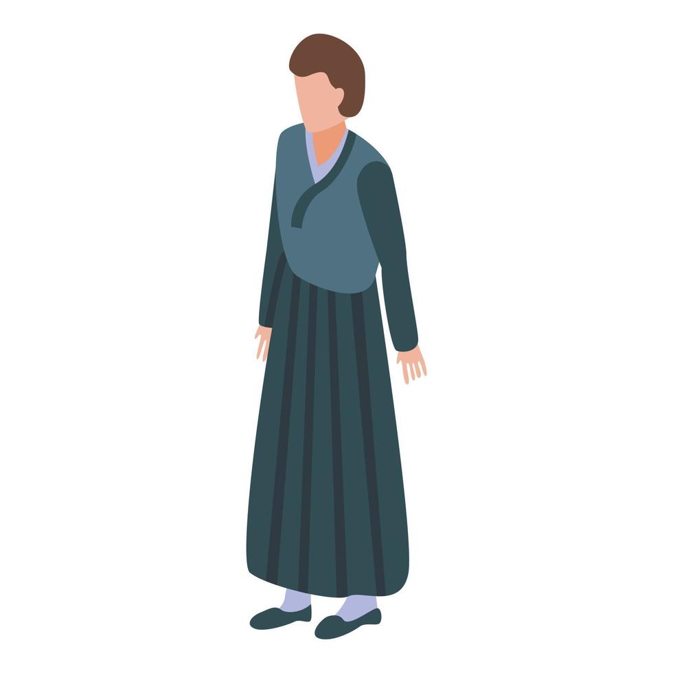 Female samurai icon, isometric style vector