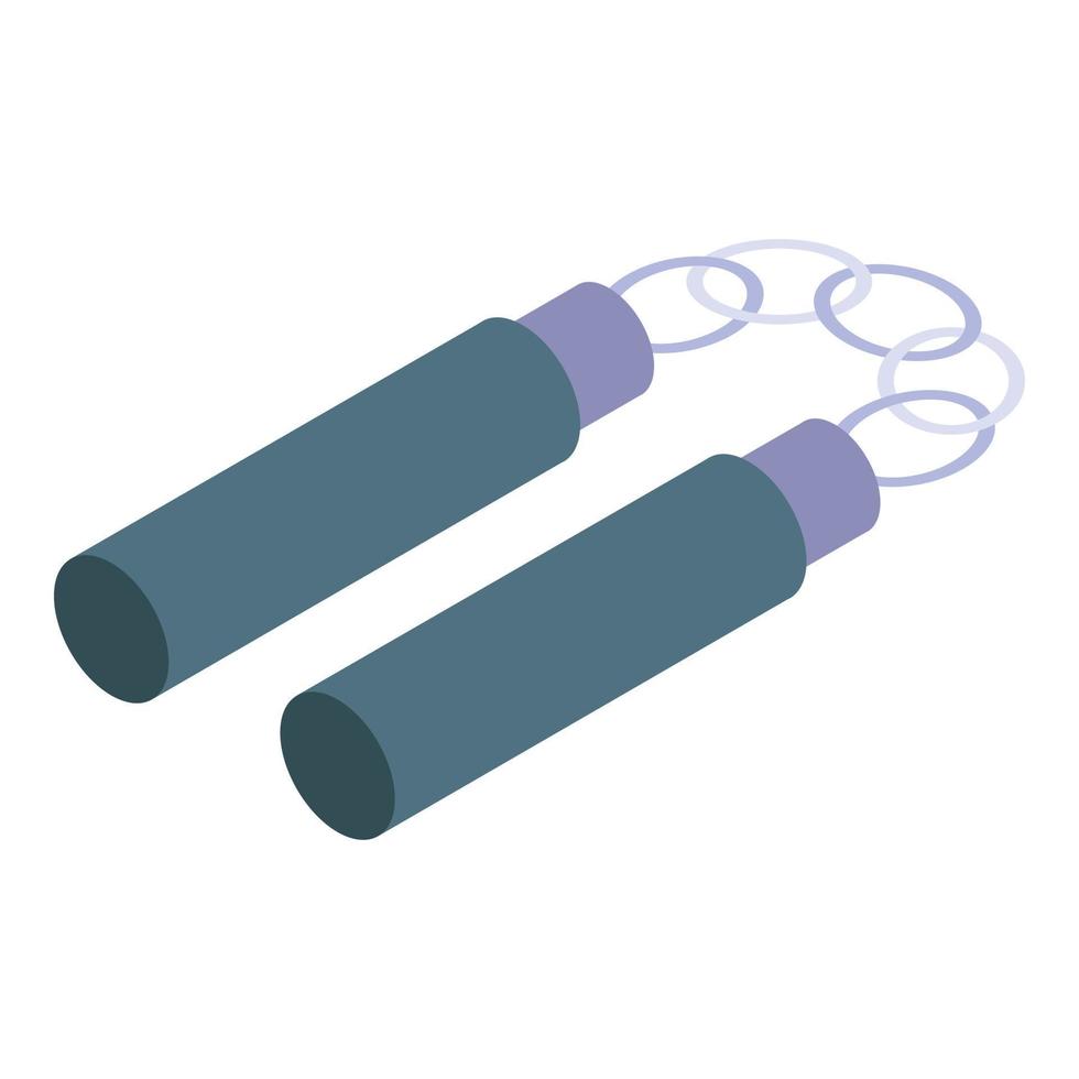 Ninja nunchucks icon, isometric style vector