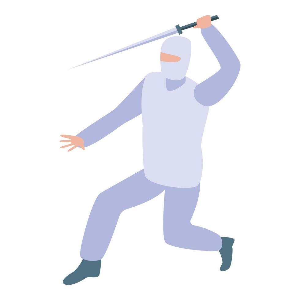 Ninja white clothes icon, isometric style vector