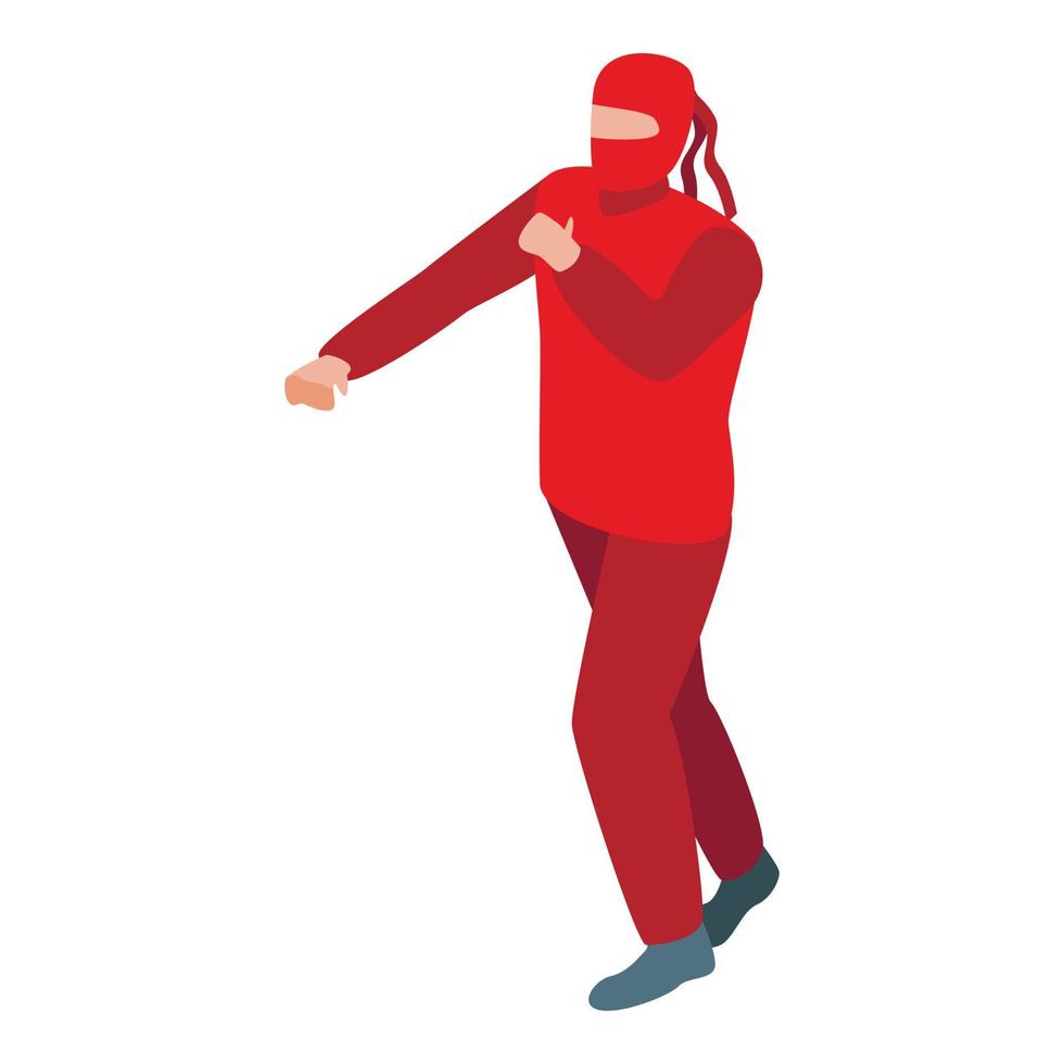 icono de ropa roja ninja, estilo isométrico vector