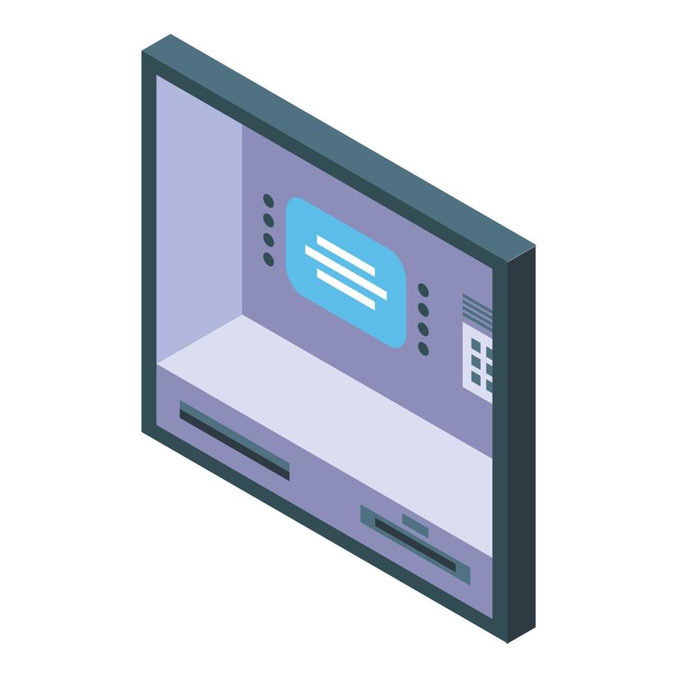 Wall mounted ATM icon, isometric style vector