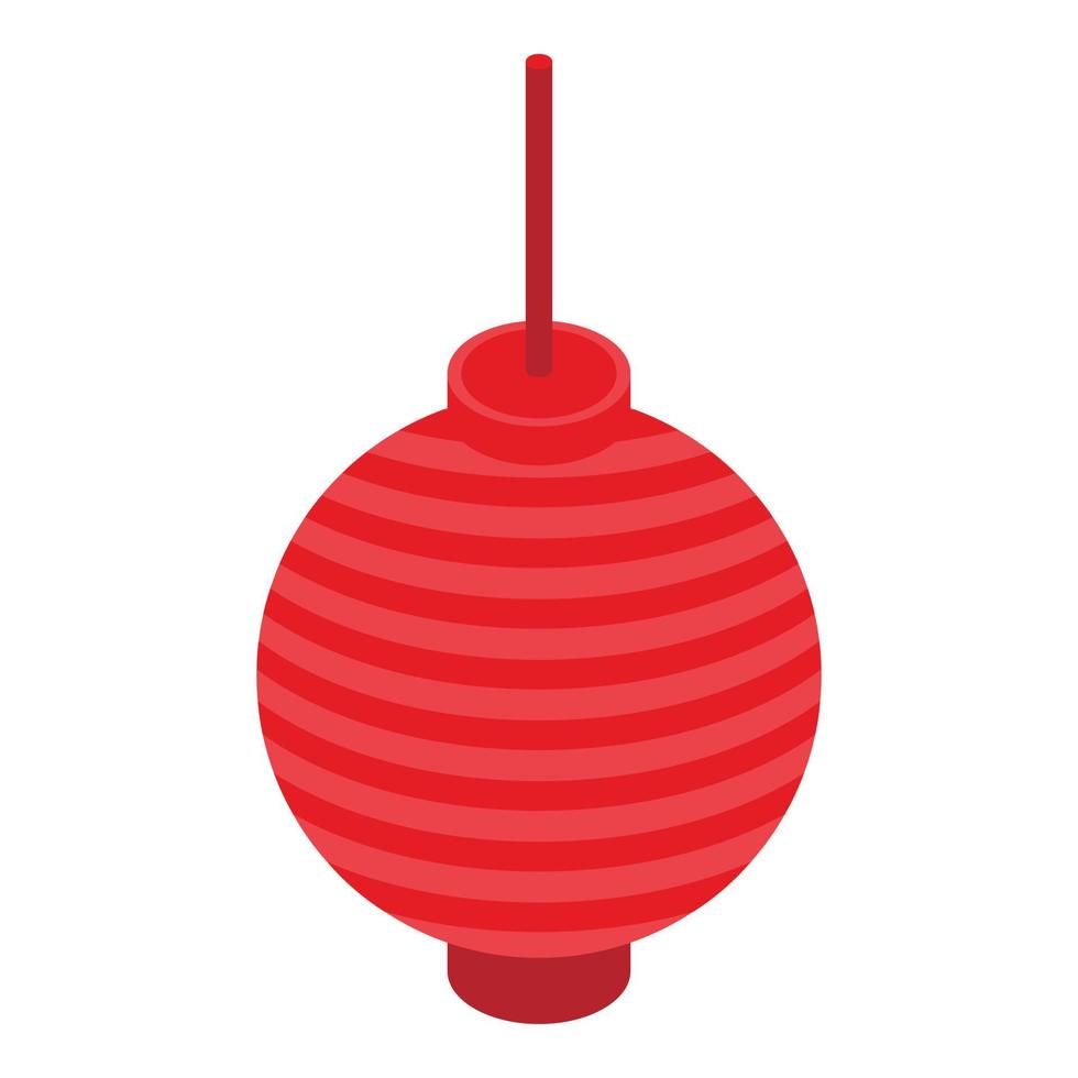 Red chinese lantern icon, isometric style vector