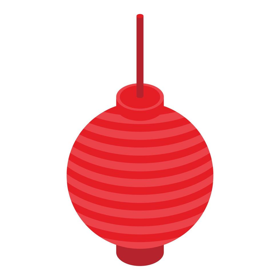 Red chinese lantern icon, isometric style vector