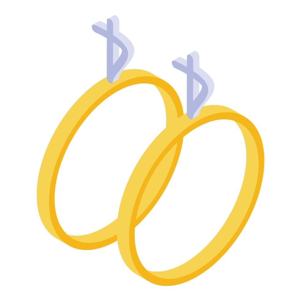 Married couple rings icon, isometric style vector