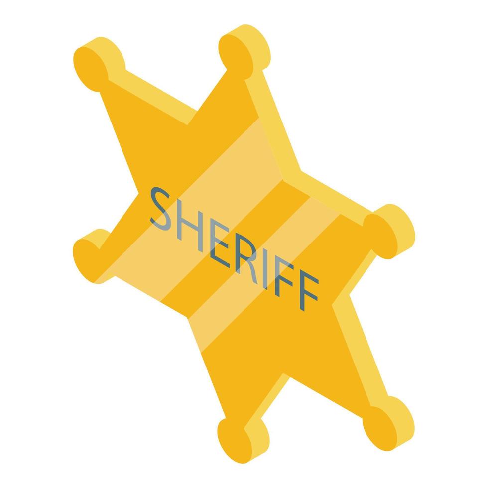 Sheriff gold star icon, isometric style vector