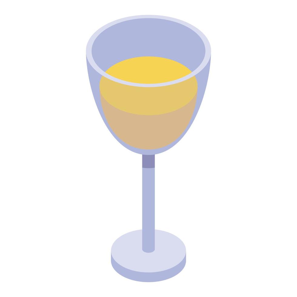 icono de copa de vino blanco, estilo isométrico vector