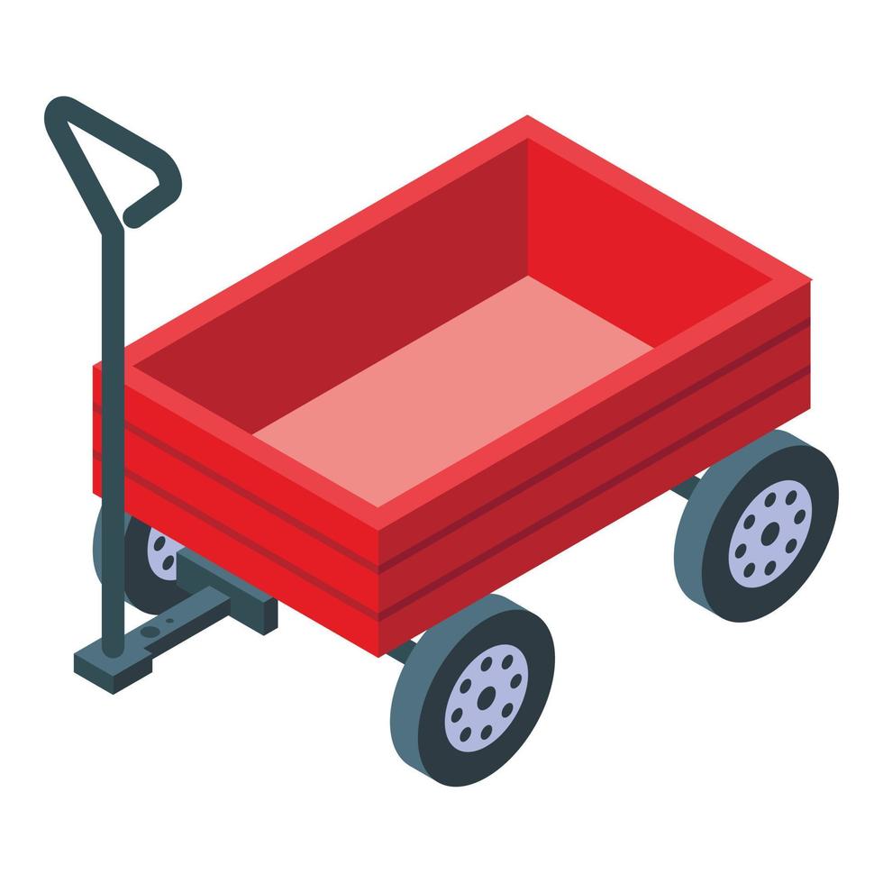 Kid wheelbarrow icon, isometric style vector