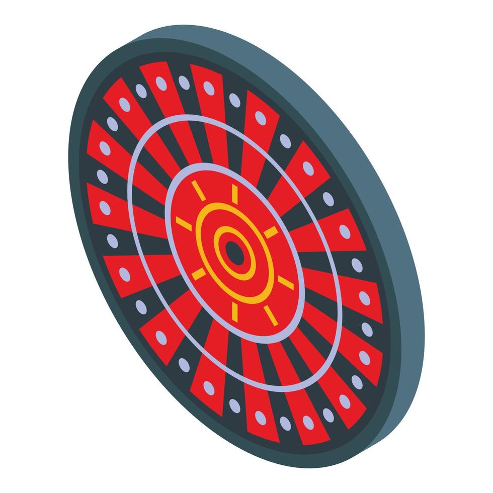 Red casino roulette icon, isometric style vector