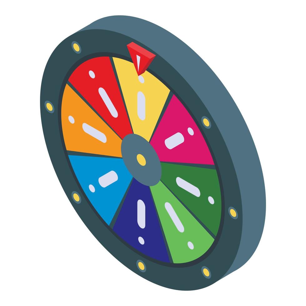 icono de la rueda de la suerte, estilo isométrico vector