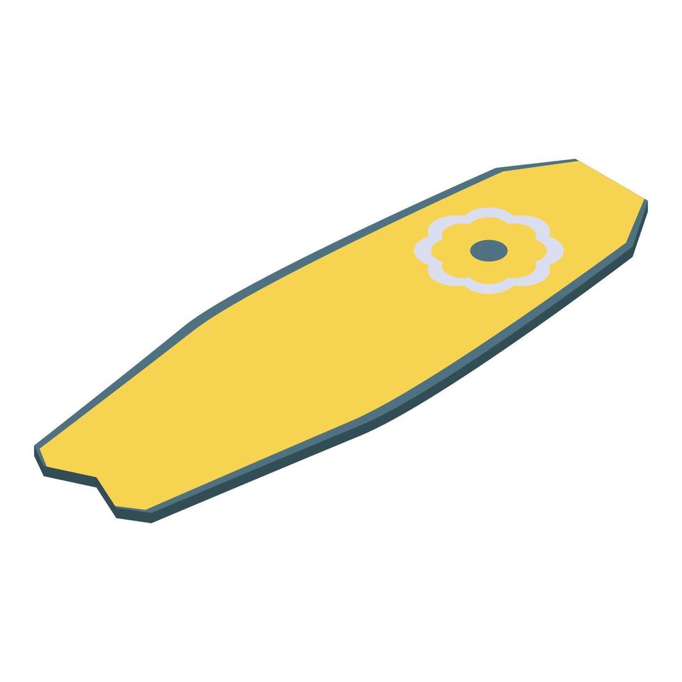 Yellow sport surfboard icon, isometric style vector