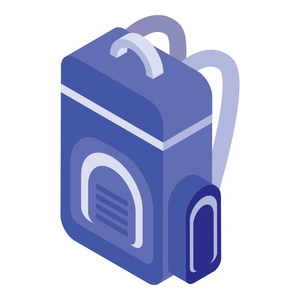 Blue backpack icon, isometric style vector