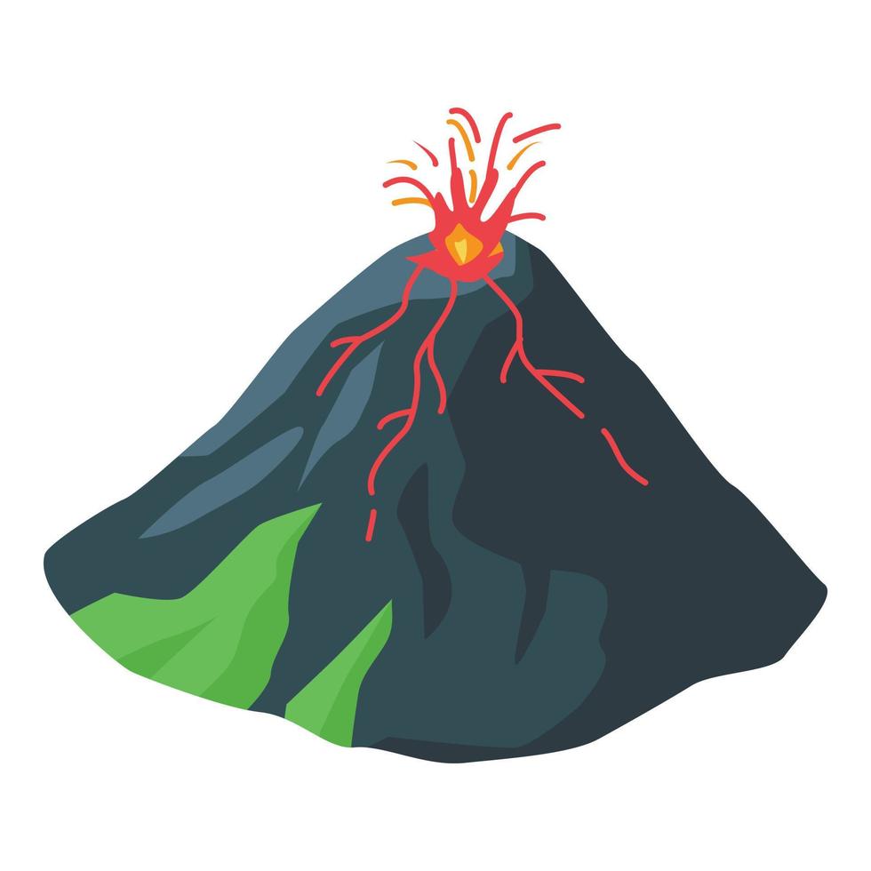 icono de volcán de desastre, estilo isométrico vector