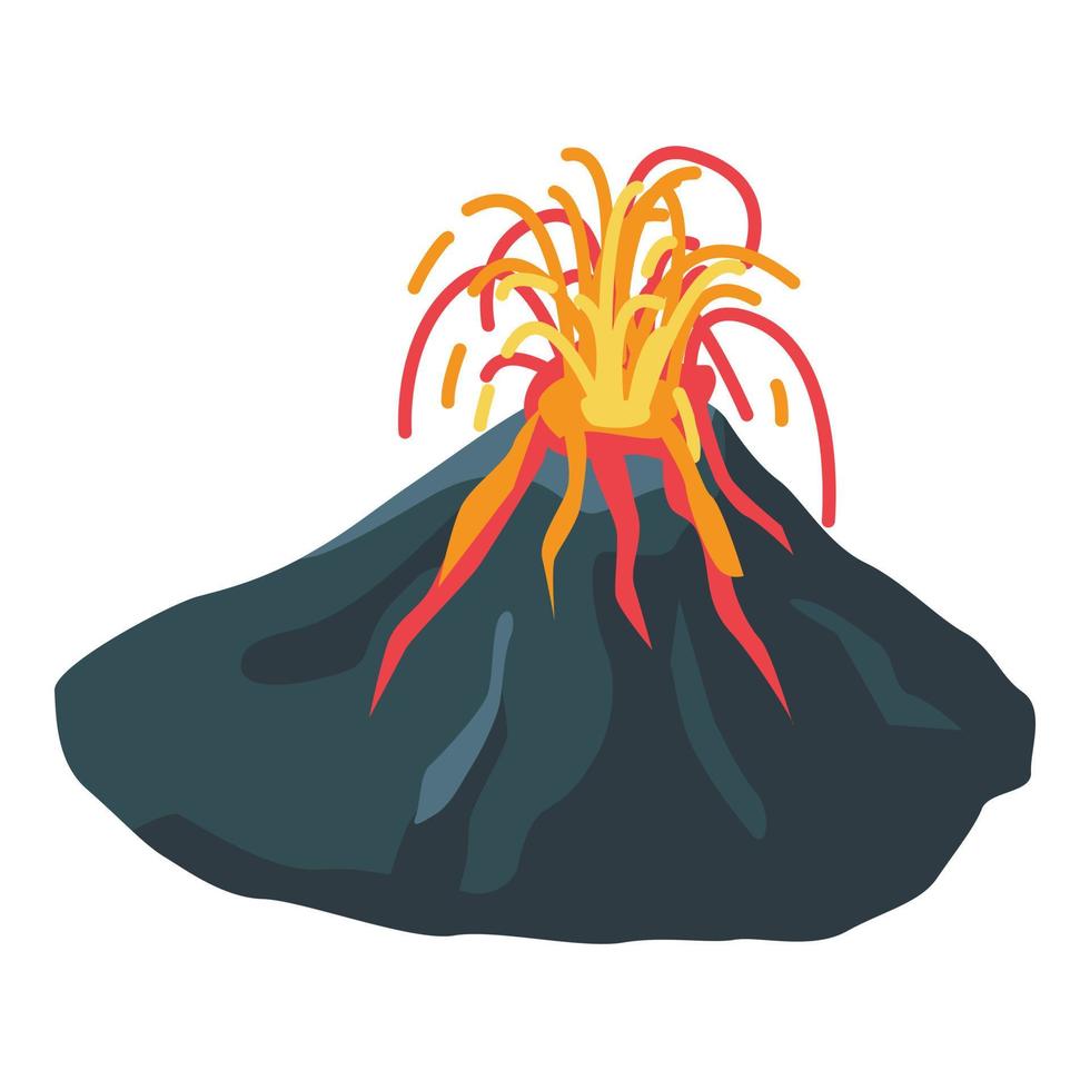 icono de volcán de peligro, estilo isométrico vector