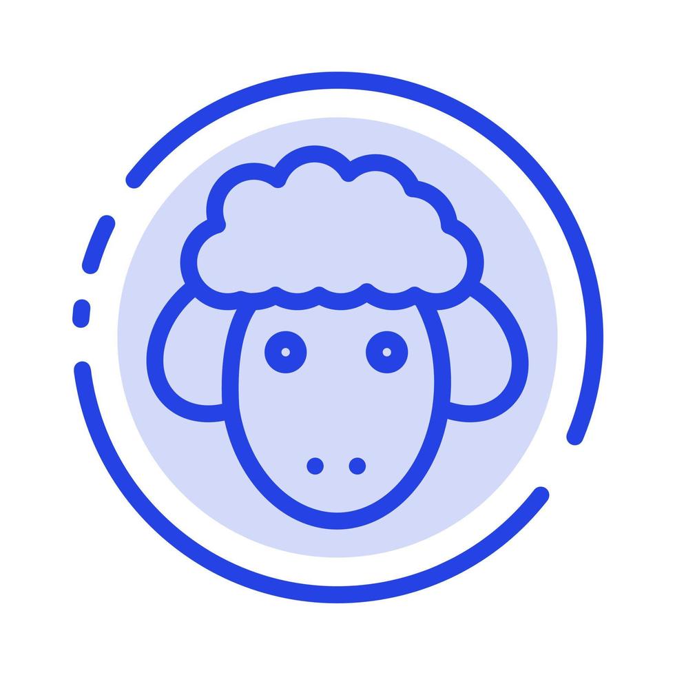 Easter Lamb Sheep Spring Blue Dotted Line Line Icon vector