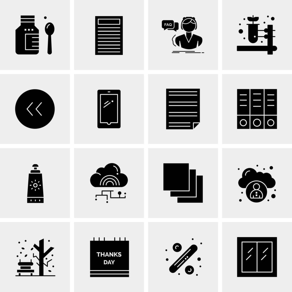 16 iconos de negocios universales vector ilustración de icono creativo para usar en proyectos relacionados con la web y dispositivos móviles