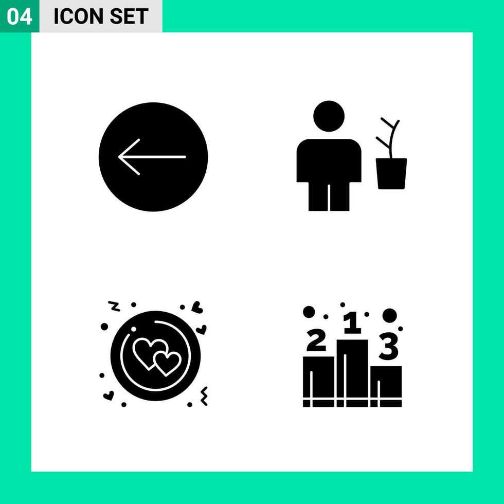 Pack of 4 Solid Style Icon Set Glyph Symbols for print Creative Signs Isolated on White Background 4 Icon Set Creative Black Icon vector background