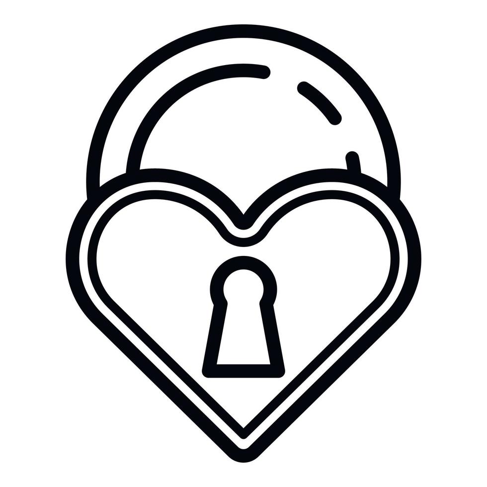 Love closed padlock icon, outline style vector
