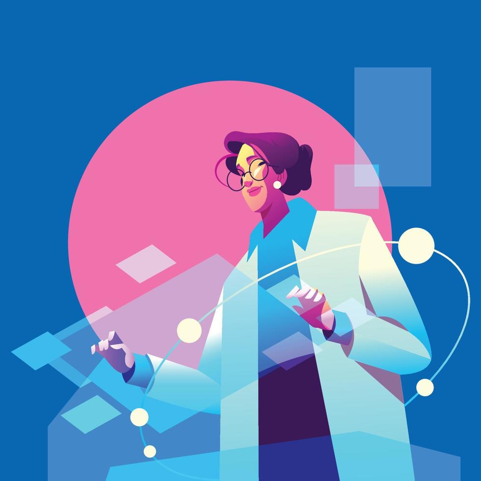 Woman Scientist with Modern Technology vector